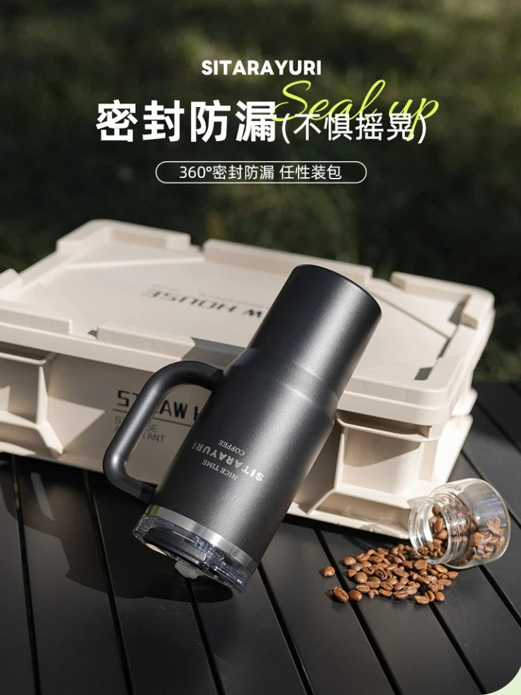 SITARAYURI 900ml Thermos Water Bottle Stainless Steel Coffee Cup Cold and Hot Double-layer Insulated Cup Tumbler Car Travel Mug