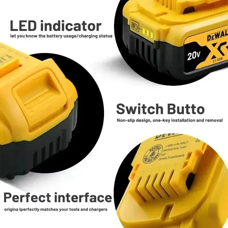 100% Original DeWalt 20V 6Ah 5Ah Battery Power Tool Replacement for DeWalt DCB206 DCB205 DCB202 DCB200 18V 20V Power Tool