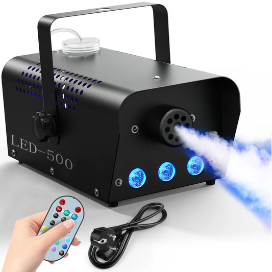 U'King 500W Smoke Machine RGB 3 LED Mixed Color Fog Machine with Remote Control Stage Smoke Ejector for DJ Halloween Christmas