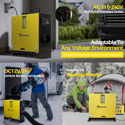 8KW Diesel Air Heater 12V/24V/220V Parking Heater With LCD Panel Remote Control Rapid Heating Car Heater For Truck Boat Factory