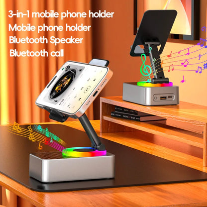 3 IN 1 Multifunction Mobile Phone Stands BT Speaker with Charging Function Foldable Rotation Audio Entertainment Desktop Stand