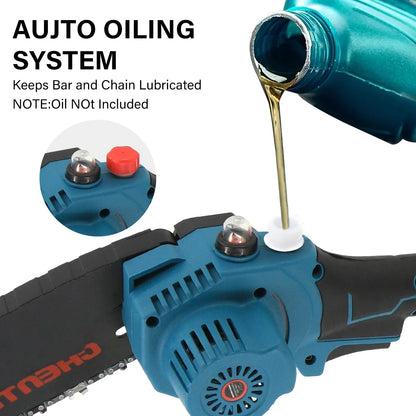 6" 6Inch 4000W Mini Cordless Chainsaw Handheld Electric One-Hand Chainsaw Wood Cutter with Battery