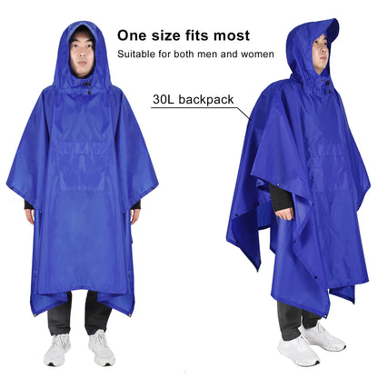 Hooded Lightweight Rain Poncho with Pocket | Waterproof Rain Gear & Sun Shelter for Camping, Hiking & Travel