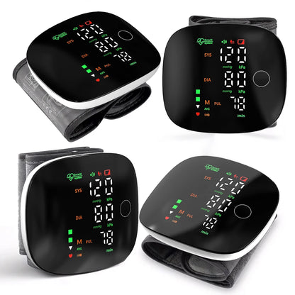 Medical Rechargeable Wrist Blood Pressure Monitor LED Display Fast Measurement Digital Tensiometer BP Tonometer Heart Rate Meter
