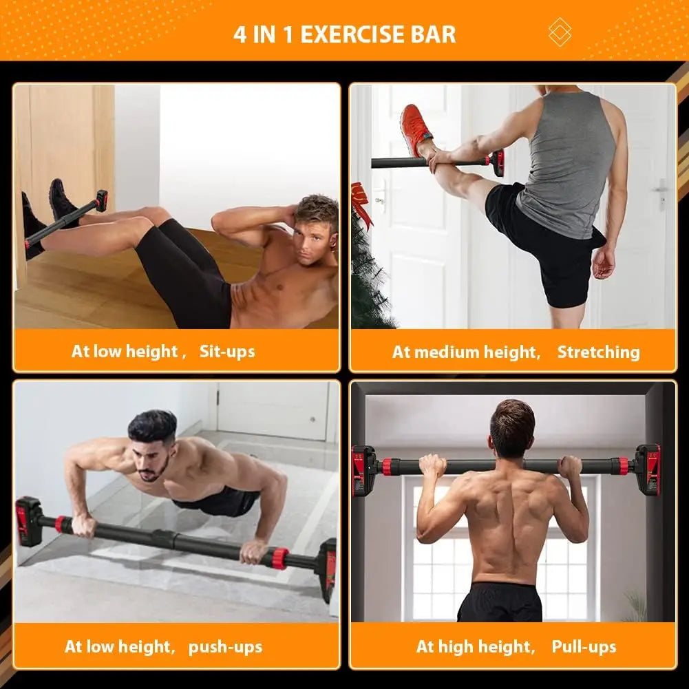 Portable Adjustable Pull Up Bar for Doorway Upper Body Workout Training with Locking Mechanism No Screw Installation Max 440 Lbs
