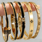 ZAKOL 5/1pcs Sparkling Zirconia Inlaid Stainless Steel Bracelet Set for Women Stackable Bangles Fashion Non Fading Jewelry Gift