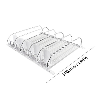 Can Shelf Pusher Adjustable WidthCanned Beverage Push Rack Spring Push Auto Beer Pusher Holder E-shaped Glide for Refrigerator