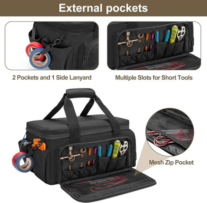 14" Heavy Duty Tool Bag Multipurpose Work Organizer for Handyman,Carpenter,Durable Portable Tool Storage
