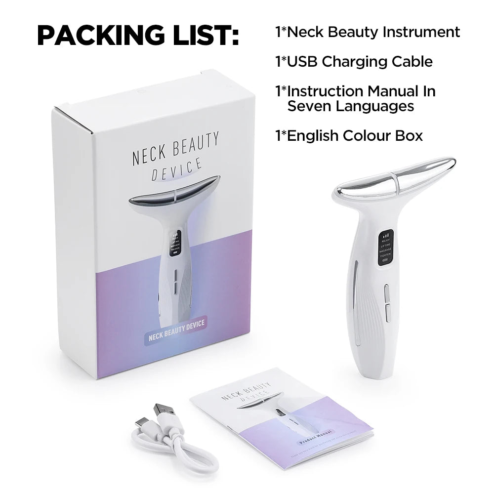 UK Stock LED Neck Beauty Device EMS Facial Lifting Firming Massage Beauty Skin Care Vibration Facial Massage Double Chin Remover