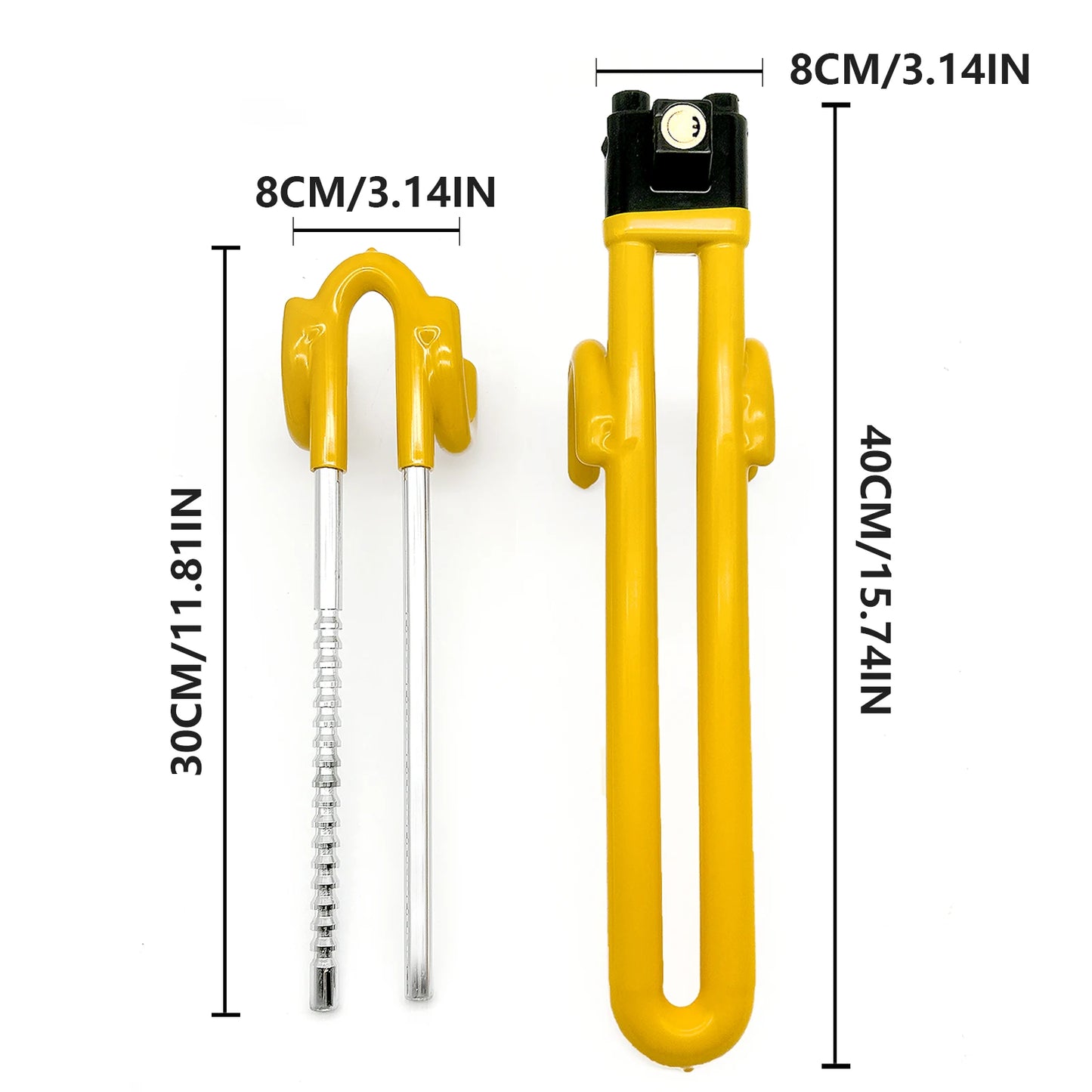 Steering Wheel Lock Anti-Theft Heavy Duty Secure Car Device, Adjustable Length Clamp Double Hook Locks Universal Fit (Yellow)