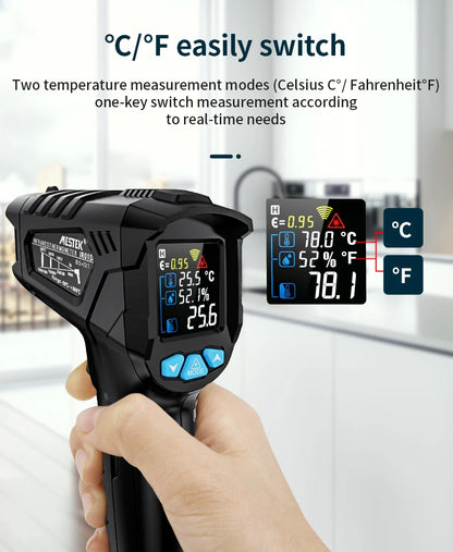 Digital Infrared Thermometer -50 to 800℃ Laser Thermometer -58 to 1472℉ Temperature Meter Digital Thermometer Backlight Alarm