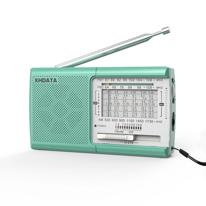 XHDATA D219 Portable Radio AM FM MW Shortwave Receiver Pocket Radio High Sensitivity Multi Band Radio with Speaker Earphone Jack