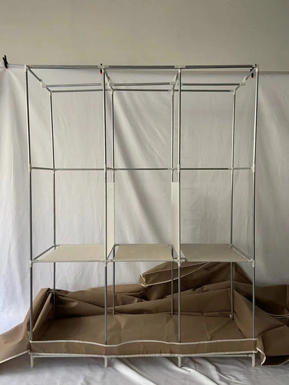 Fabric Canvas Wardrobe With Hanging Rail Shelving Clothes Storage Large Cupboard