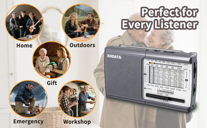 XHDATA D-219 Portable Pocket Radio TECSUN R-9012 FM AM SW Receiver Great Sound Headphone Jack for Elderly Home Outdoor Travel