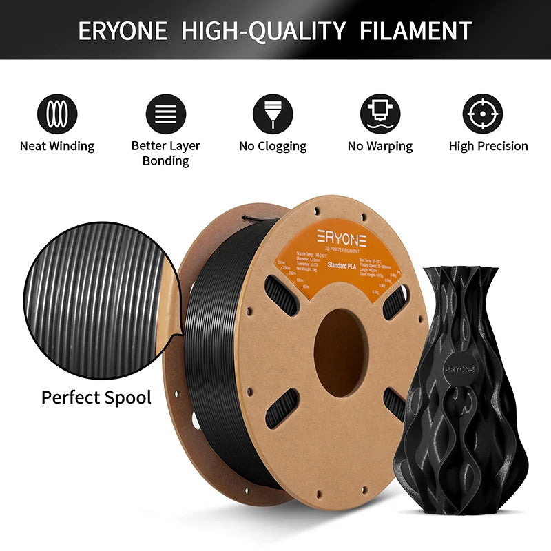 ERYONE 1/5/10KG Standard PLA Premium Filament 1.75mm 3D Print, Multicolor Available,big sale 1kg pla filament,1kg/spool