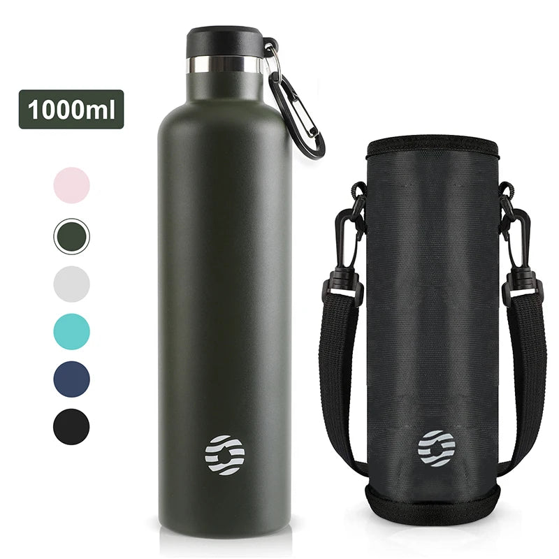 FEIJIAN Stainless Steel Thermos Bottle 1000ml Sports Flask Vacuum Insulated Water Bottle Leak Proof BPA Free