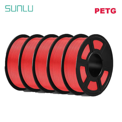 SUNLU 5Roll PETG/PETG Clear Filament 1.75 ±0.02mm 1kg Spool (2.2lbs) High Toughness Neatly Wound Filament Fit Most FDM Printer