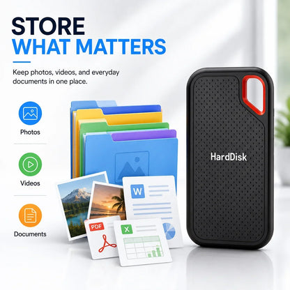 1TB External Hard Drive 2TB Portable SSD High Speed Hard Disk USB-C Original Storage Device for Laptop/PC/Phone/Mac