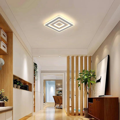 Modern Square LED Ceiling Light,28W Acrylic Ceiling Lamp,White Ceiling Chandelier for Bedroom,Living Room Warm Light 3000K
