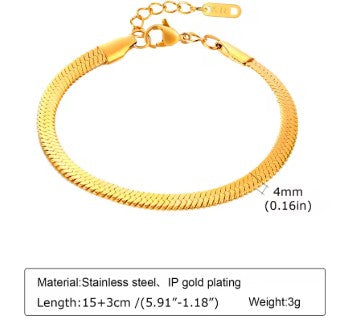 Gold Plated Stainless Steel Link Bracelet for Women, Waterproof Stackable Chain Bracelet, Trendy Fashion Jewelry Gift for Her