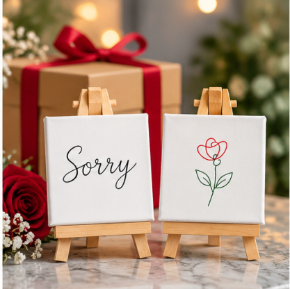 Sorry Mini Canvas Set with Wooden Easels – Apology Gift & Reconciliation Keepsake
