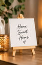 Home Sweet Home Mini Canvas Set with Wooden Easels – Housewarming Gift & Home Décor