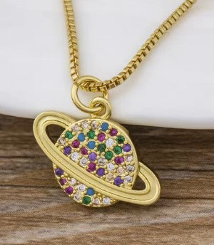 Rainbow Pendant Necklace for Women Multicolor Cubic Zirconia Necklace Gold Plated Charm Jewelry Adjustable Chain Birthday Party Wedding Gift