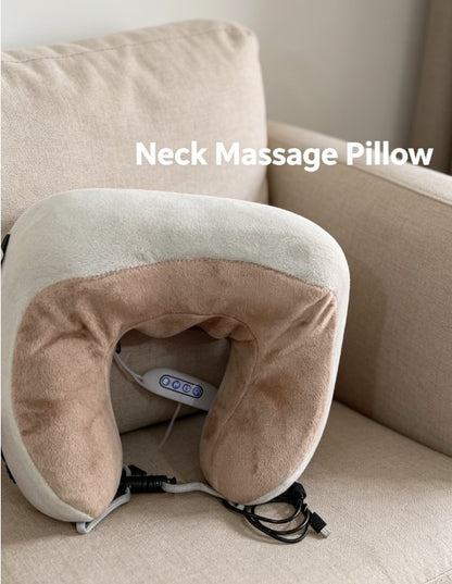 Shiatsu Neck Massager U Shaped Electric Massage Pillow Rechargeable Neck Shoulder Massager Heat Travel Cushion Grey
