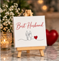 Best Husband Mini Canvas with Wooden Easel – Romantic Anniversary & Valentine’s Gift