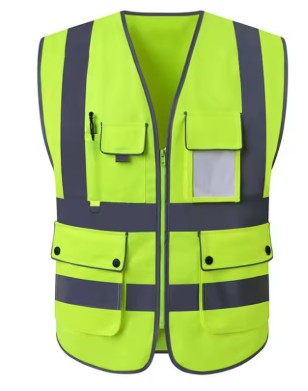 High Visibility Safety Vest Yellow Reflective Workwear Waistcoat Hi Vis Road Work Cycling Motorcycle Vest Zipper Pockets ANSI Class 2 Safety Jacket