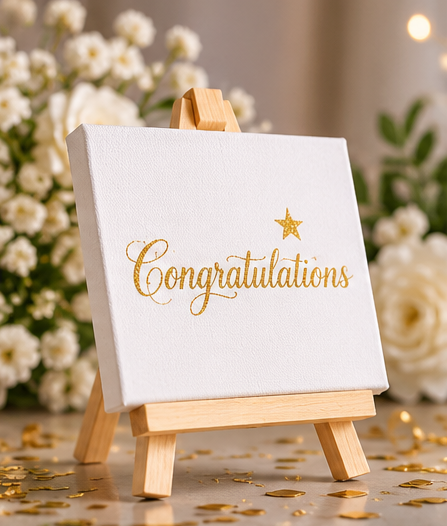 Congratulations Mini Canvas with Wooden Easel – Celebration Gift & Keepsake