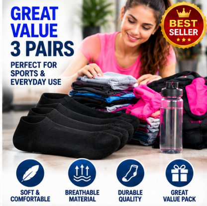 3 Pairs Men’s Sport Trainer Liner Socks UK 6–11 / EU 39–45 – Performax Pro Black Low Cut Ankle Socks | Gym, Running, Walking & Everyday Socks