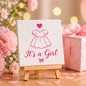 It’s a Girl Mini Canvas with Wooden Easel – Baby Shower, New Baby & Nursery Gift