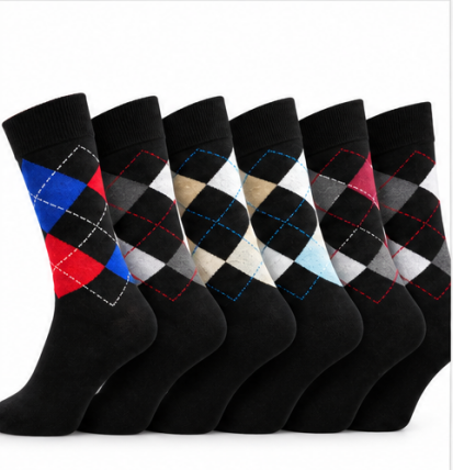 Men’s Argyle Fashion Socks UK 6–11 – Smart Casual Diamond Pattern Dress Socks | Soft Everyday Office & Formal Socks – Assorted Colour – 1 Pair