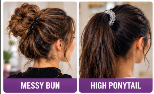 8 Pack Spiral Hair Ties – Black & Clear Coil Hair Bands, No-Crease Style Ponytail Holders for Buns, Ponytails, Everyday Hair Styling & Travel