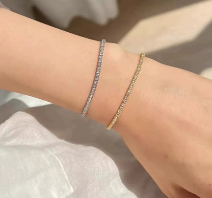 4mm Tennis Bracelet for Women Gold Plated Stainless Steel Cubic Zirconia Chain Bracelet Luxury Crystal Wristband Jewelry Gift 16cm 18cm