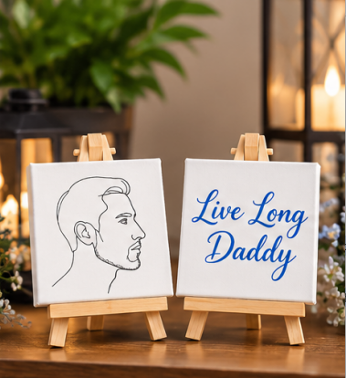 Live Long Daddy Mini Canvas Set with Wooden Easels – Father’s Day & Birthday Gift
