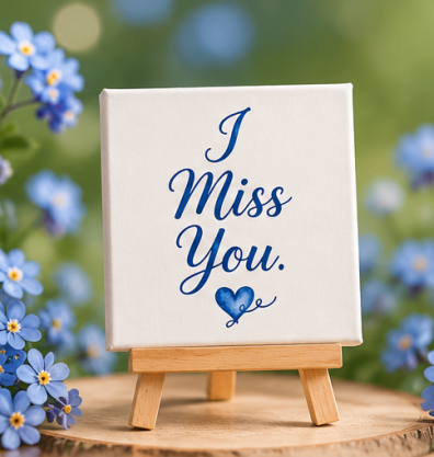 I Miss You Blue Mini Canvas with Wooden Easel – Thoughtful Keepsake Gift