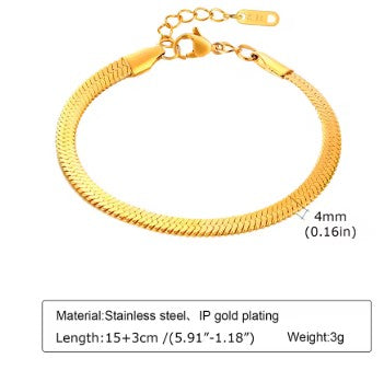 Gold Plated Stainless Steel Link Bracelet for Women, Waterproof Stackable Chain Bracelet, Trendy Fashion Jewelry Gift for Her
