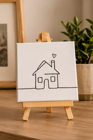 Home Sweet Home Mini Canvas Set with Wooden Easels – Housewarming Gift & Home Décor