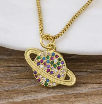 Rainbow Pendant Necklace for Women Multicolor Cubic Zirconia Necklace Gold Plated Charm Jewelry Adjustable Chain Birthday Party Wedding Gift