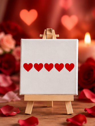 I Love You Mini Canvas Set with Wooden Easels – Valentine’s Day Gift & Romantic Keepsake