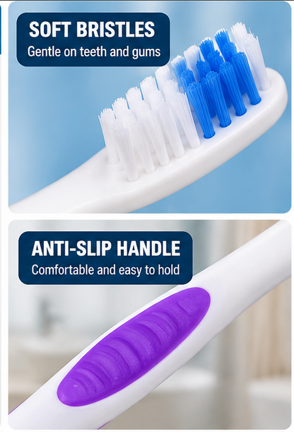 8 Pack Toothbrushes – Assorted Colour Manual Toothbrush Value Pack with Comfortable Grip | Everyday Oral Care & Family Dental Hygiene