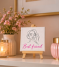 Best Friend Mini Canvas Art with Wooden Easel – Handmade Friendship Gift & Desk Décor