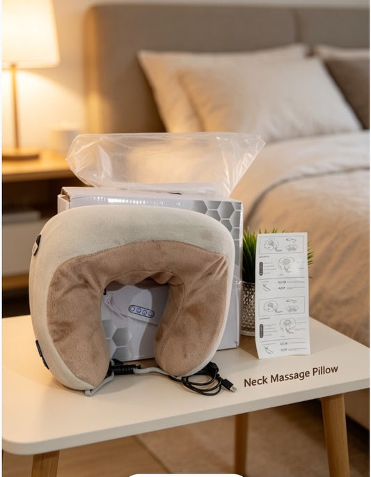 Shiatsu Neck Massager U Shaped Electric Massage Pillow Rechargeable Neck Shoulder Massager Heat Travel Cushion Grey