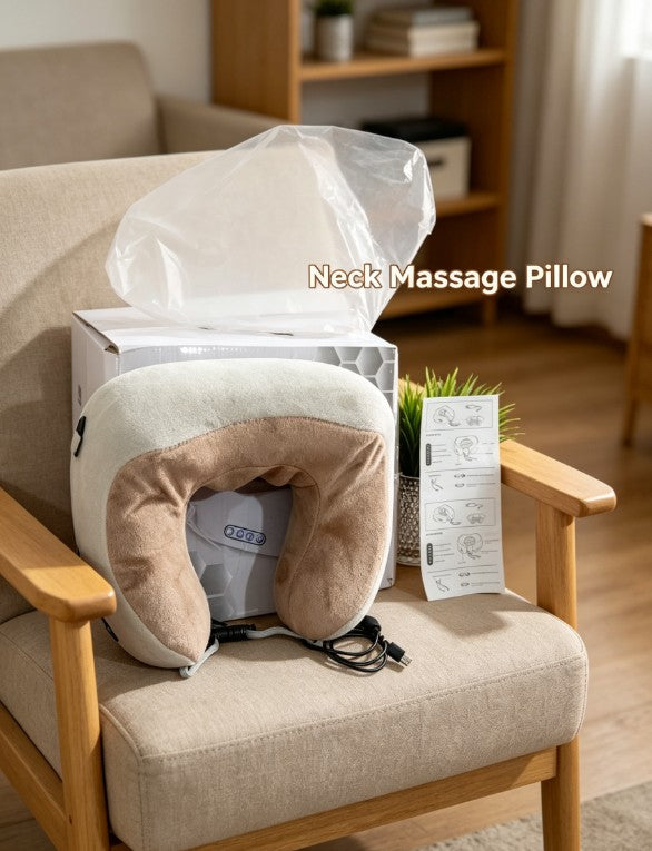 Shiatsu Neck Massager U Shaped Electric Massage Pillow Rechargeable Neck Shoulder Massager Heat Travel Cushion Grey