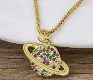 Rainbow Pendant Necklace for Women Multicolor Cubic Zirconia Necklace Gold Plated Charm Jewelry Adjustable Chain Birthday Party Wedding Gift