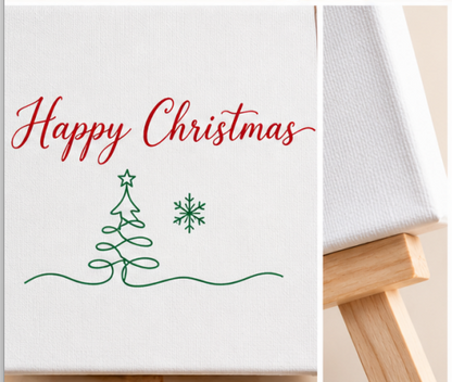 Happy Christmas Mini Canvas with Wooden Easel – Christmas Gift & Festive Home Décor