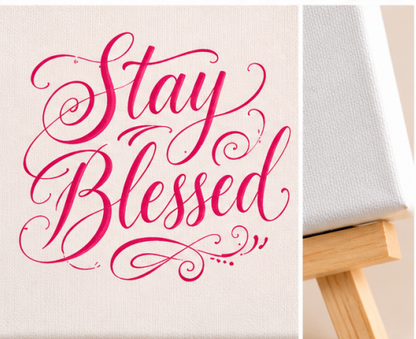Stay Blessed Mini Canvas with Wooden Easel – Inspirational Gift & Positive Home Décor