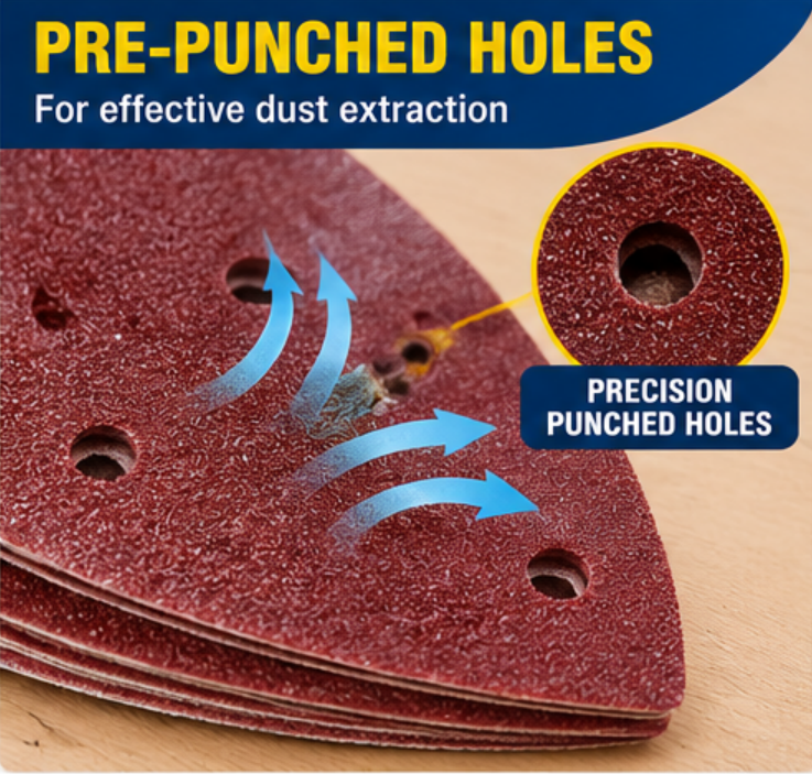 6PC Assorted Palm Sander Pads 140x90mm – 40 60 80 120 180 240 Grit Sanding Sheets, Pre-Punched Sandpaper for Wood, Metal, Plastic, Paint, DIY